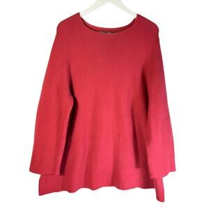 GUDRUN SJODEN Red Organic Cotton Chunky Knit Oversized Sweater Size XL